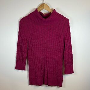 Tommy Hilfiger Women’s Raspberry Red Turtleneck Knit Sweater Size Medium Cotton